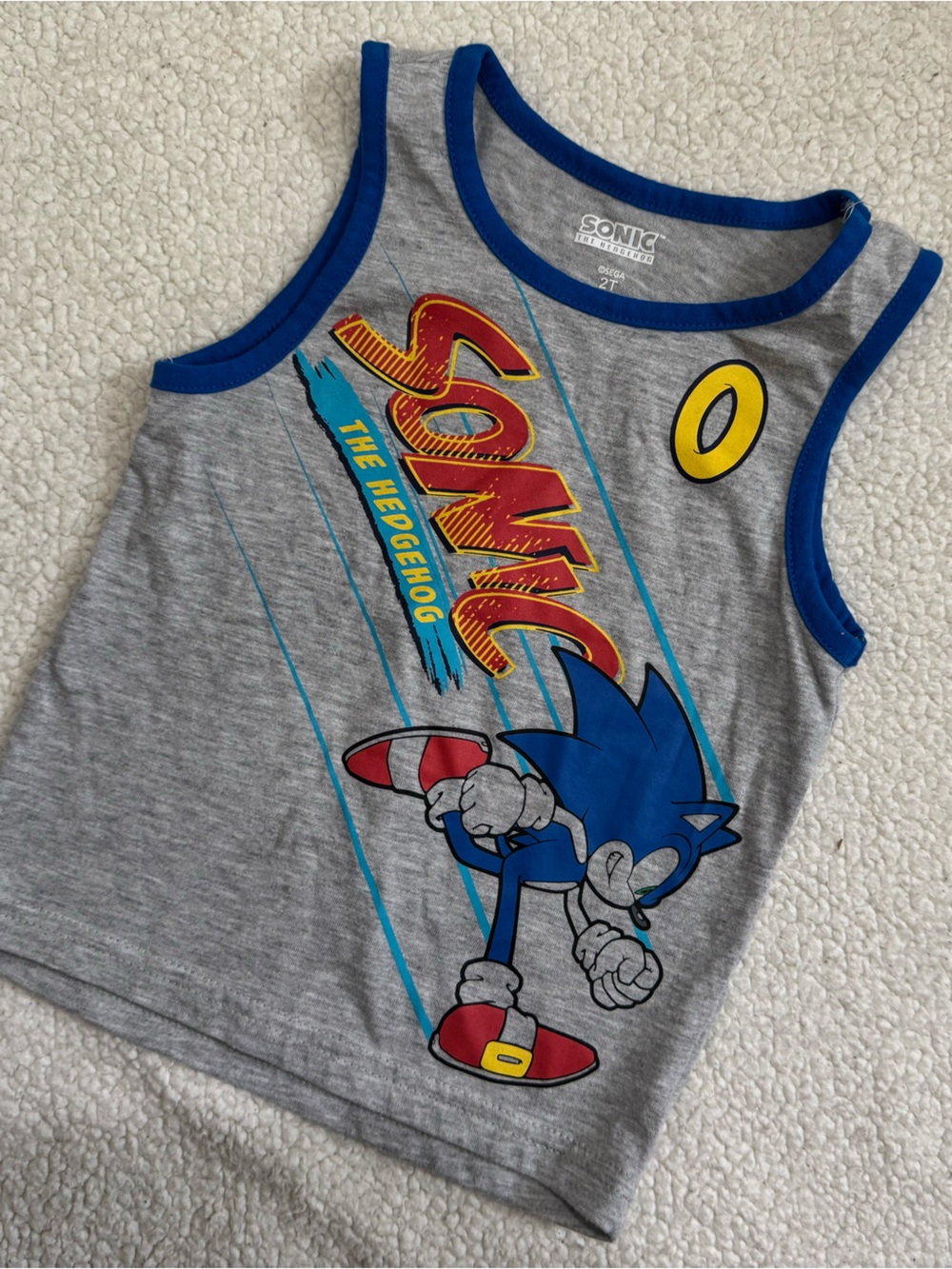 Sonic the Hedgehog Grey Tank Top with Blue Trim